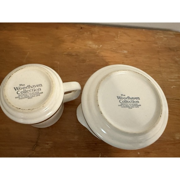 Sugar Bowl & Creamer Set Mid Century Woodhaven Collection Vintage Brown No Lid - Picture 5 of 5